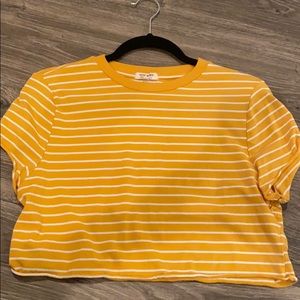 yellow and white stripped crop top